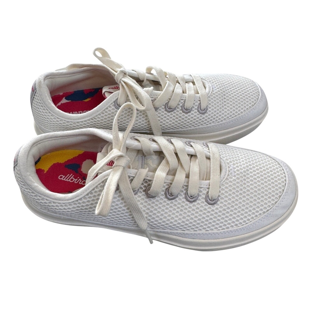 Allbirds Womens Tree Pipers Shoes 9 White Rainbow River Mesh Sneakers Eco Casual